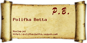 Polifka Betta névjegykártya